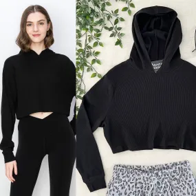 Mika Black Crop Hooded Pullover