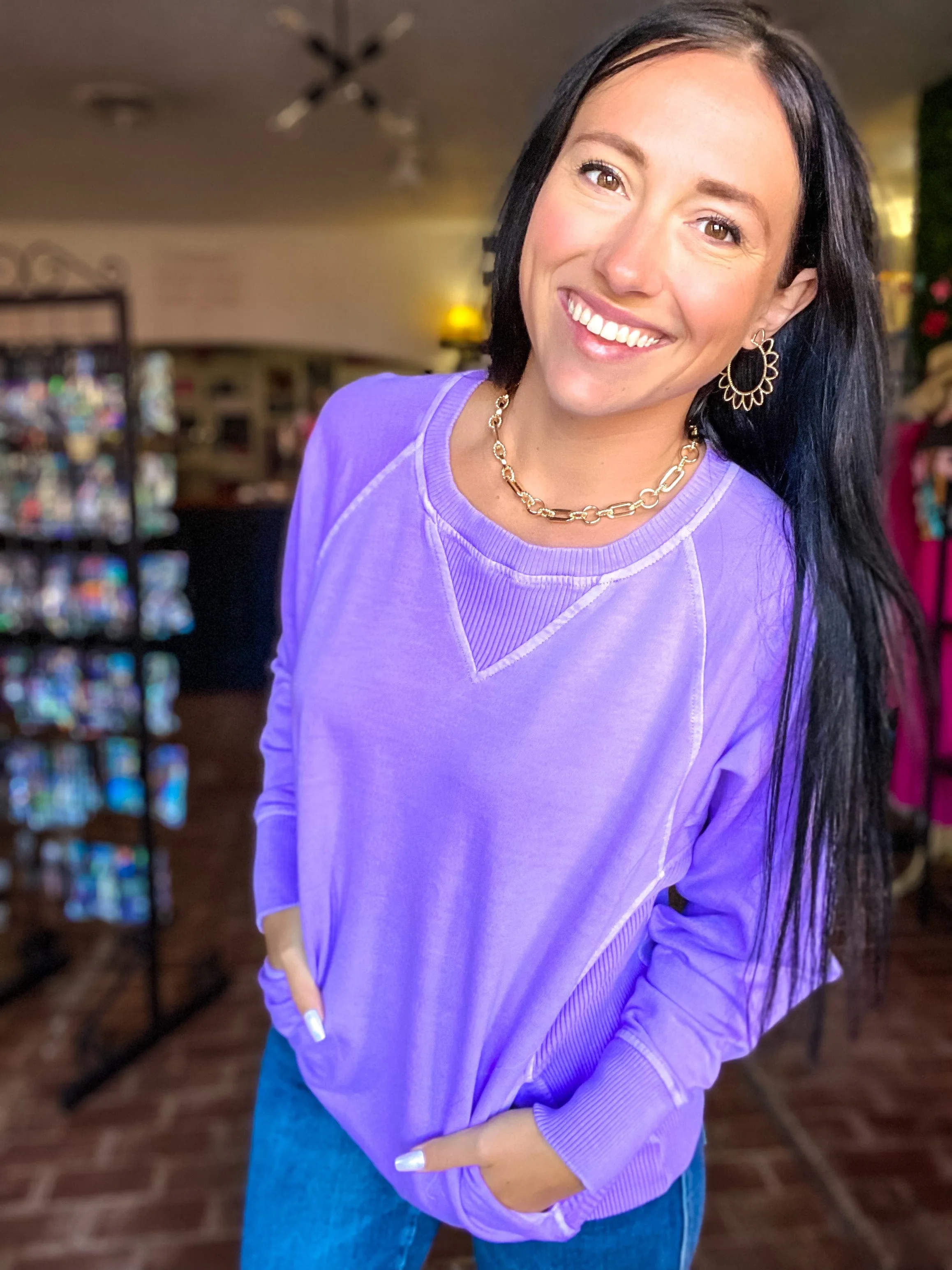 Mineral Wash Pullover in Lavender-Google SEO