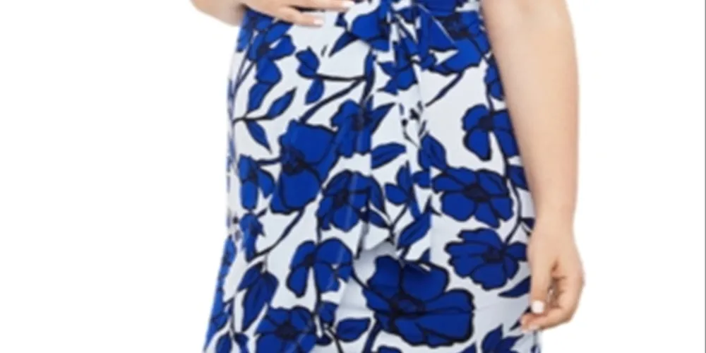 Motherhood Maternity Women's Blue Printed Wrap Dress - Size Small