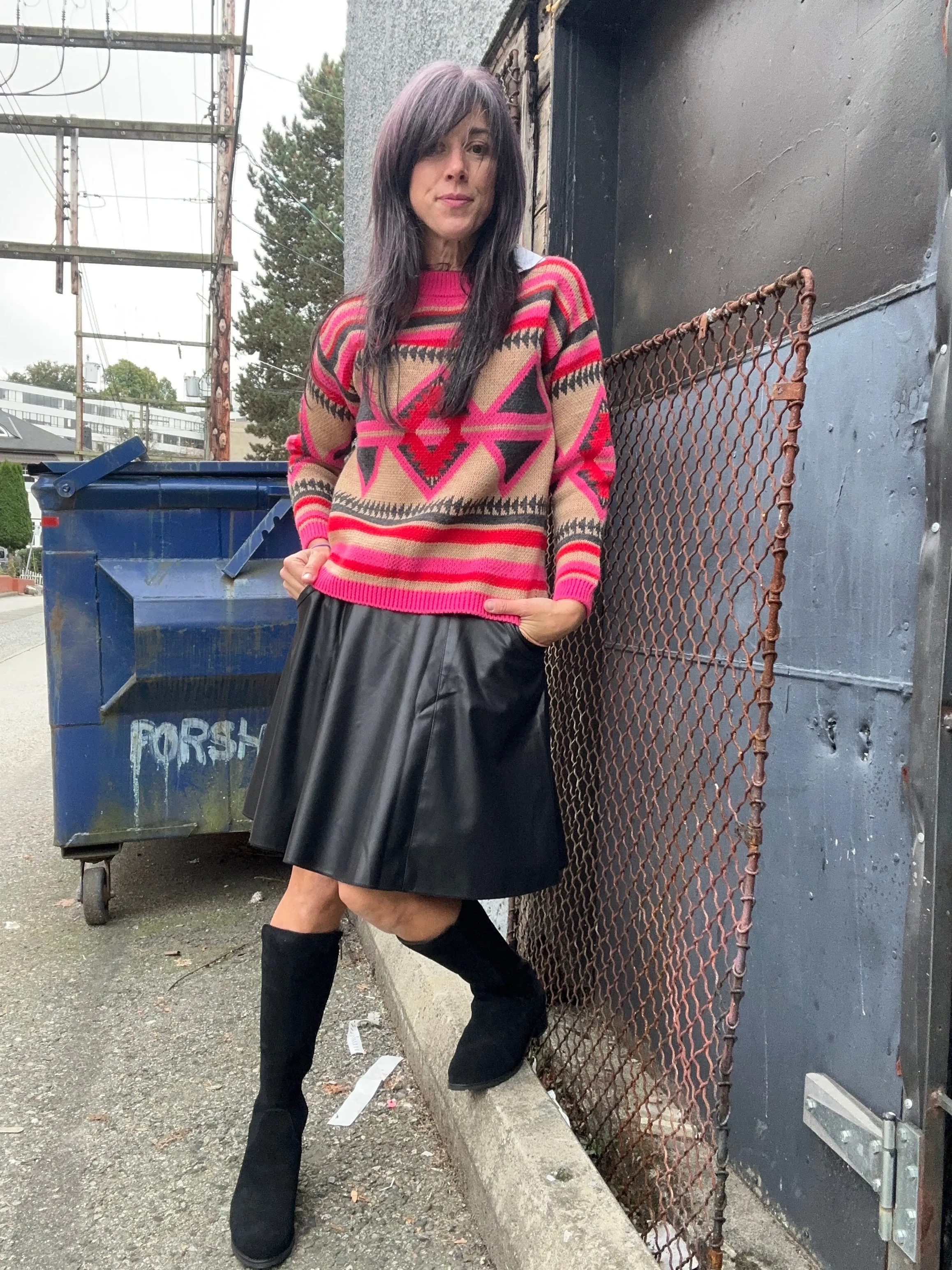 Moto Vegan Leather Skirt