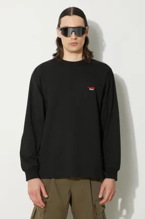 Nanga longsleeve shirt Eco Hybrid Box Logo Embroidery Longsleeve Tee men’s black color smooth NW2411.1G803.A