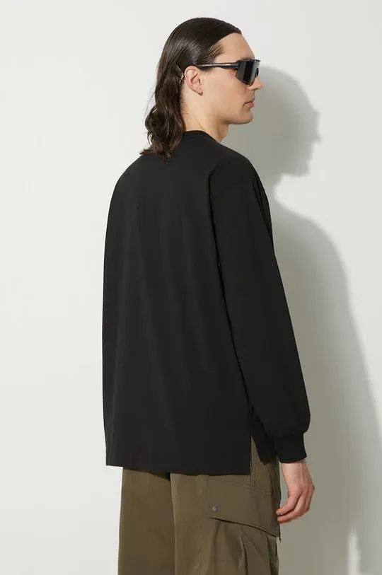 Nanga longsleeve shirt Eco Hybrid Box Logo Embroidery Longsleeve Tee men’s black color smooth NW2411.1G803.A