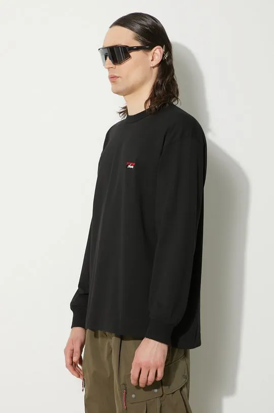 Nanga longsleeve shirt Eco Hybrid Box Logo Embroidery Longsleeve Tee men’s black color smooth NW2411.1G803.A