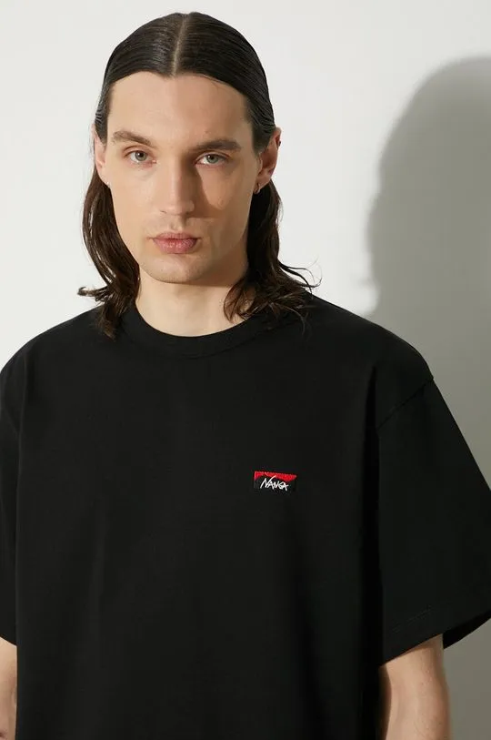 Nanga t-shirt Eco Hybrid Box Logo Embroidery Tee men’s black color NW2411.1G804.A