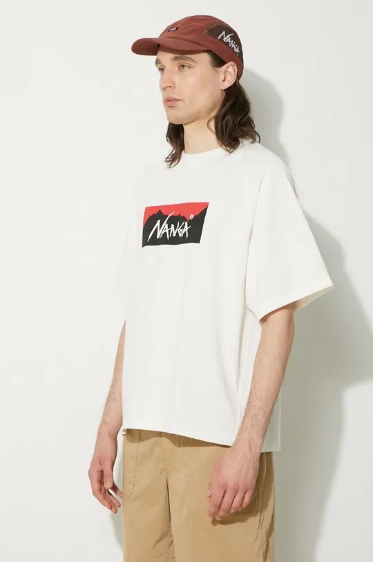 Nanga t-shirt Eco Hybrid Box Logo Loose Fit Tee men’s white color with a print NW2311.1G209