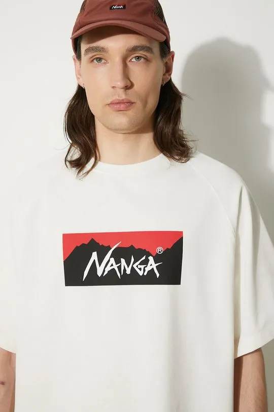 Nanga t-shirt Eco Hybrid Box Logo Loose Fit Tee men’s white color with a print NW2311.1G209