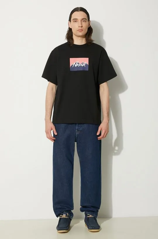 Nanga t-shirt Nanga × Jerry Ukai Eco Hybrid Nanga Logo Tee men’s black color with a print NW2411.1G805.C