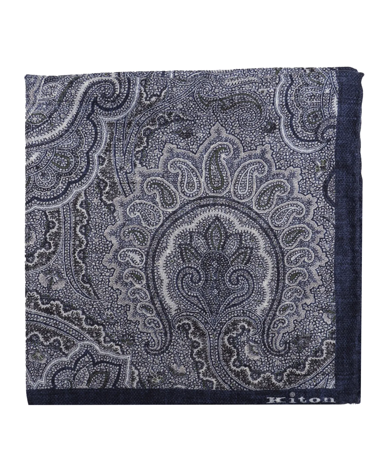 Navy Grey Paisley Dot Reversible Pocket Square