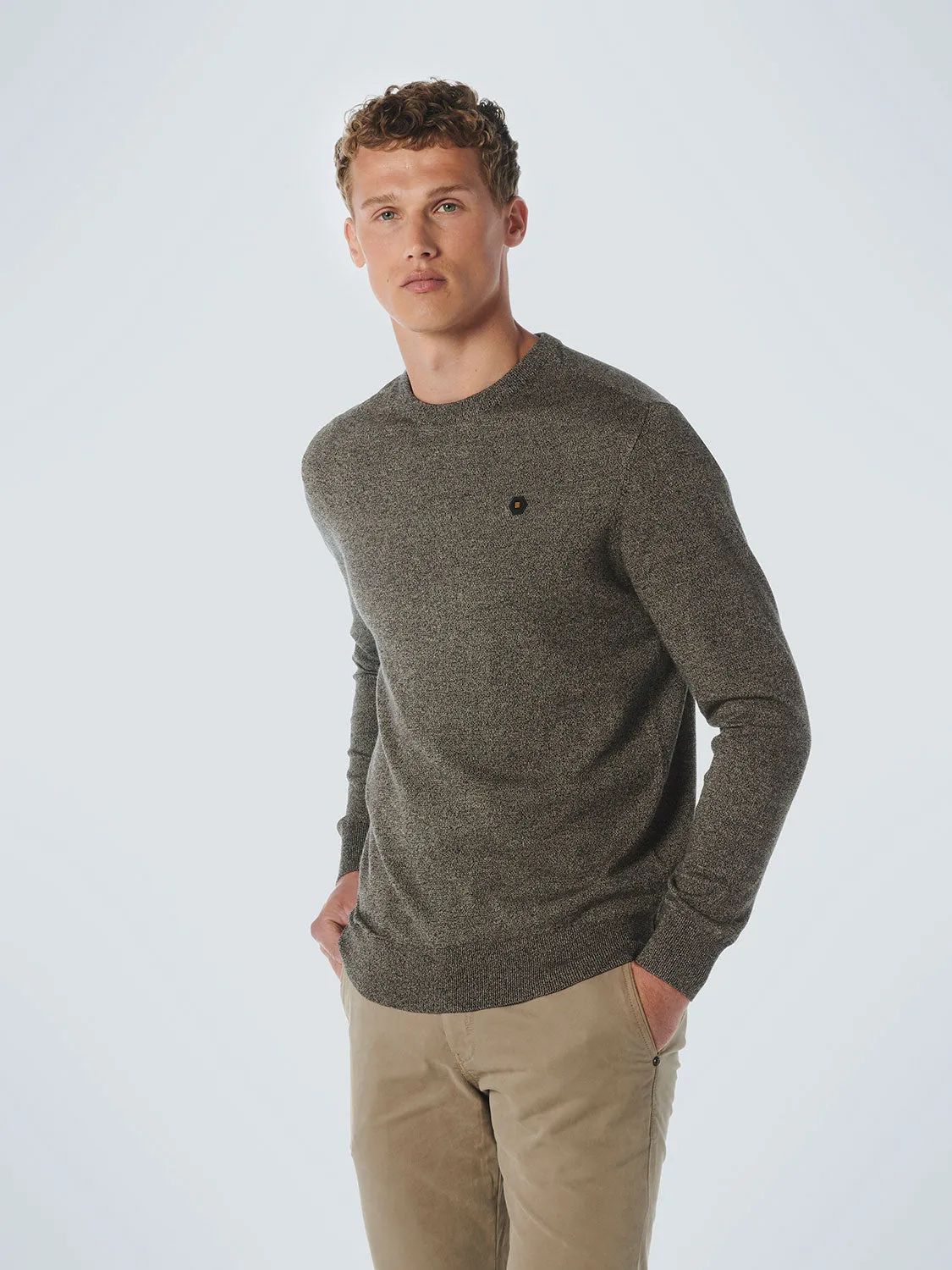 No Excess - Crewneck Melange Pullover - Stone or Caramel: Fashionable Crewneck Melange Pullover in Stone or Caramel by No Excess