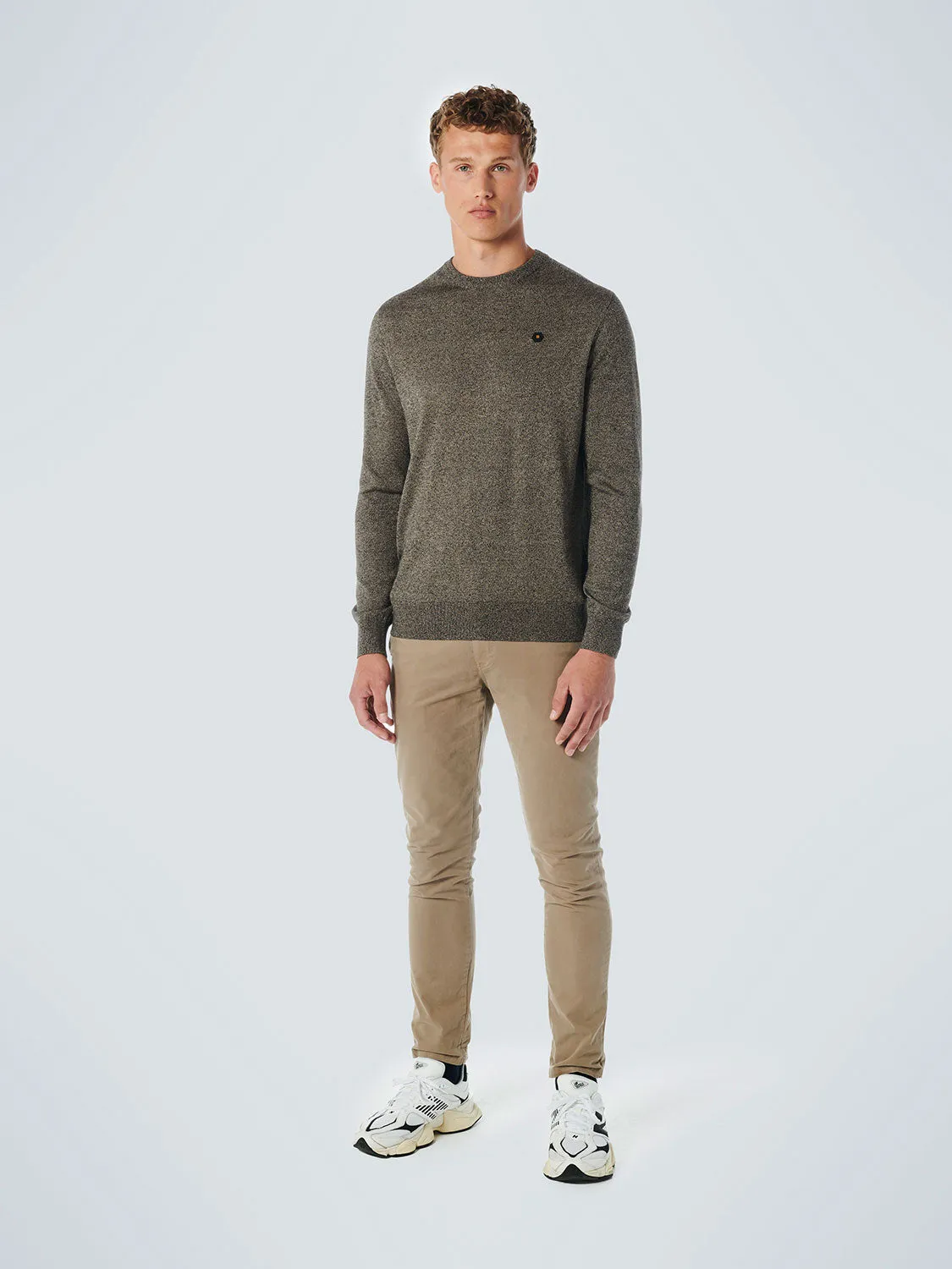 No Excess - Crewneck Melange Pullover - Stone or Caramel: Fashionable Crewneck Melange Pullover in Stone or Caramel by No Excess