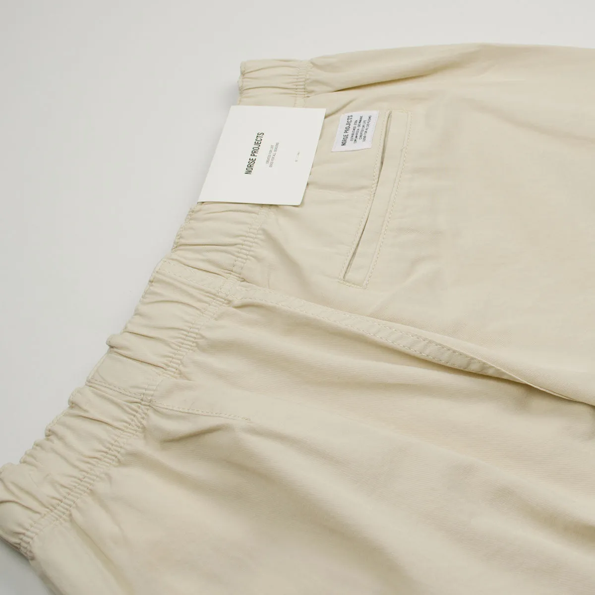 Norse Projects twill pants, Oatmeal color - Ezra Light option.