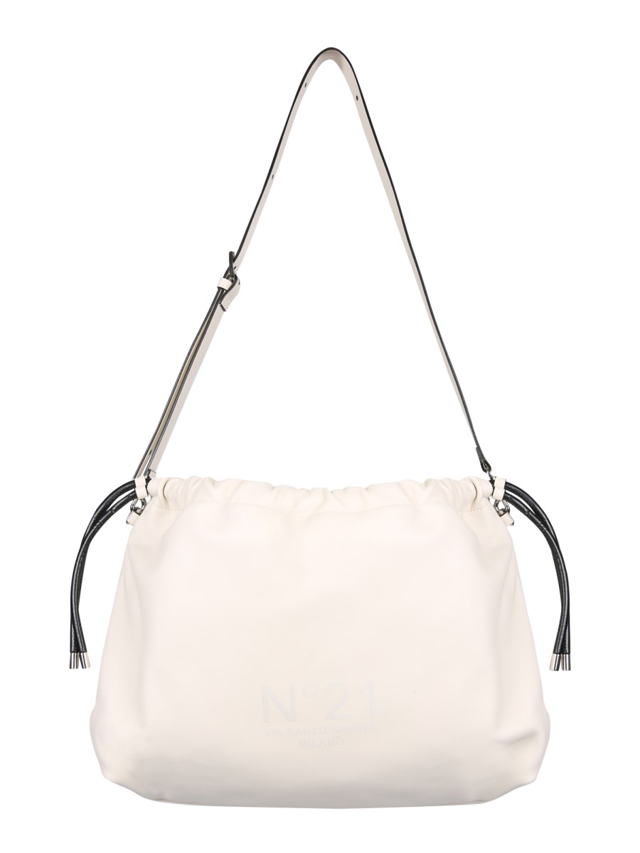 N°21    EVA FAUX LEATHER SHOULDER BAG WITH VIA SANTO SPRITO LOGO PRINT