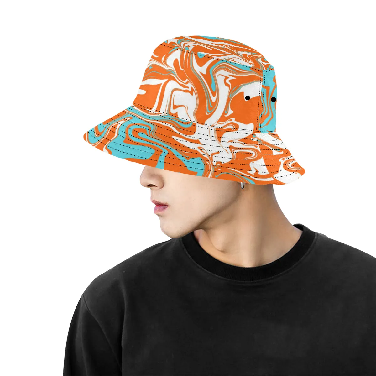 Orange Blue and White Oil Spill Bucket Hat