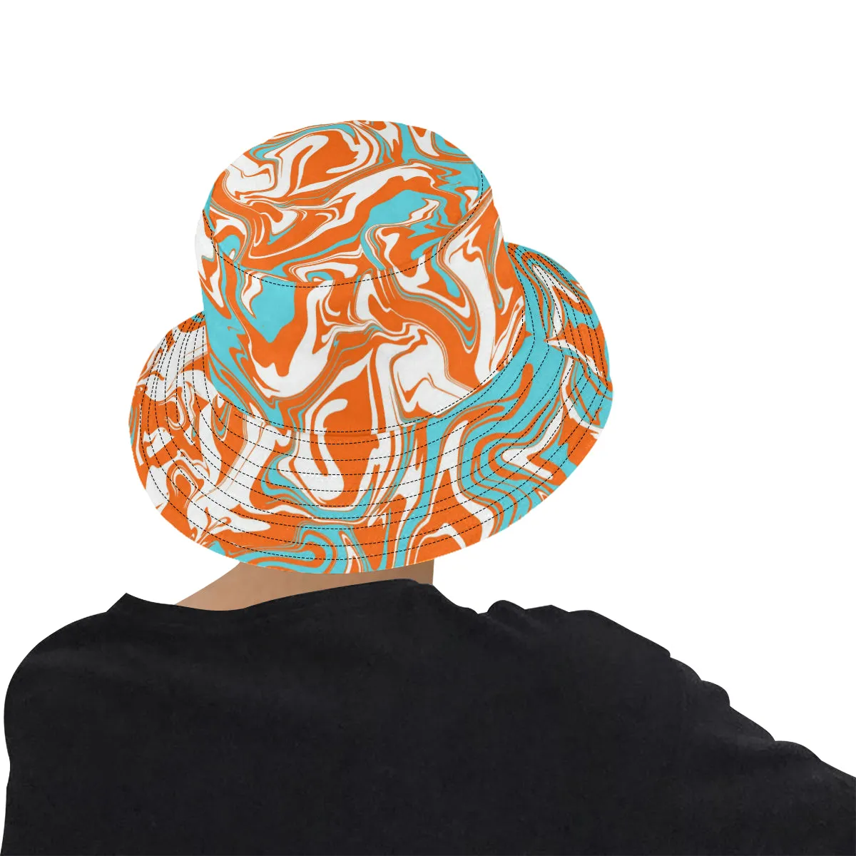 Orange Blue and White Oil Spill Bucket Hat