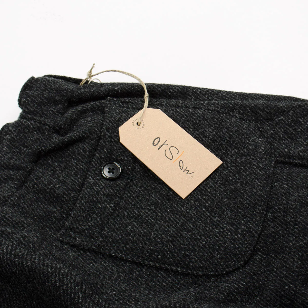 orSlow French work pants, charcoal gray merino wool twill