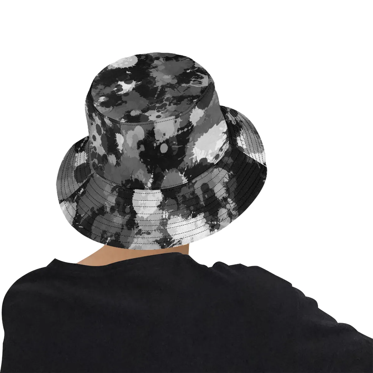 Paint Splatter Bucket Hat - Black, White, Grey