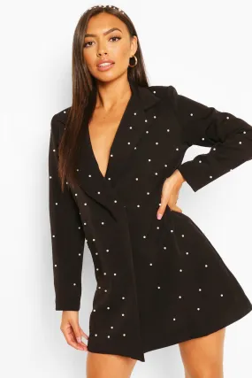 Petite Pearl Detail Blazer Dress