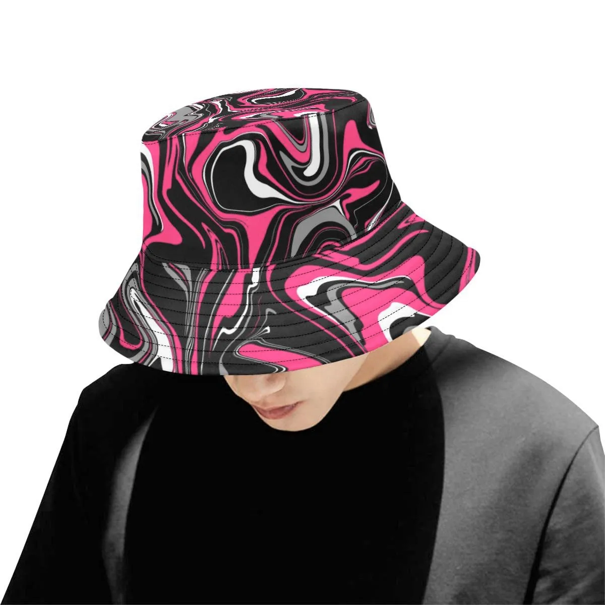 Pink Neon Rave Bucket Hat | UV Reactive and Blacklight Responsive