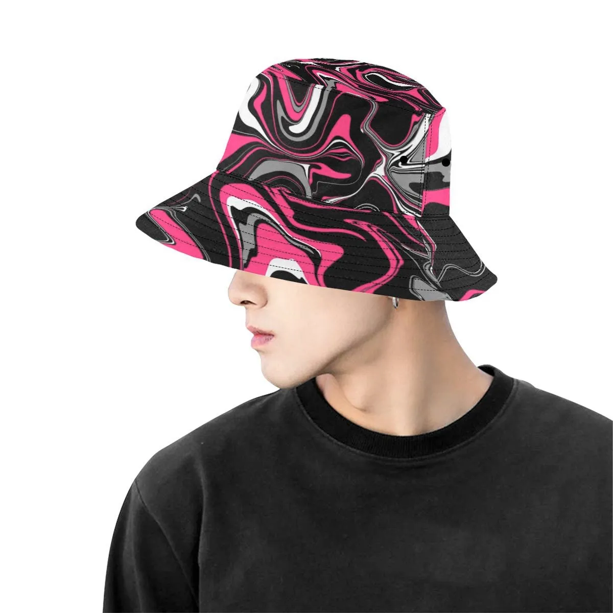 Pink Neon Rave Bucket Hat | UV Reactive and Blacklight Responsive