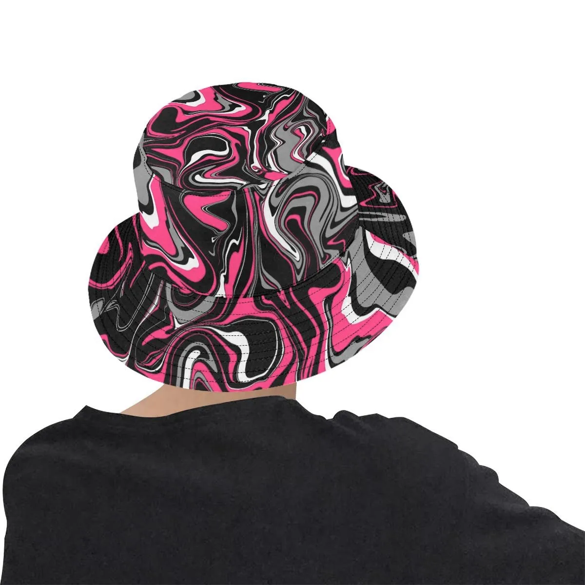 Pink Neon Rave Bucket Hat | UV Reactive and Blacklight Responsive