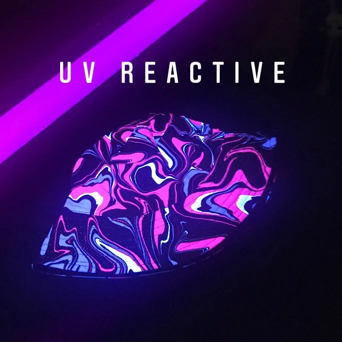 Pink Neon Rave Bucket Hat | UV Reactive and Blacklight Responsive