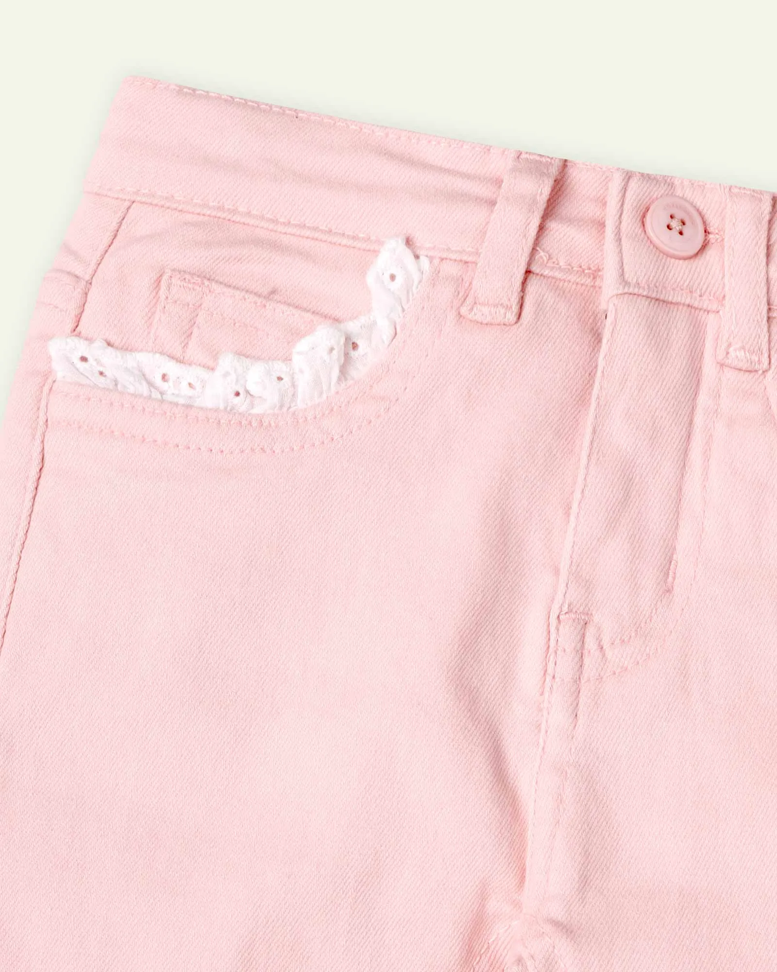 Pink slim fit pants.