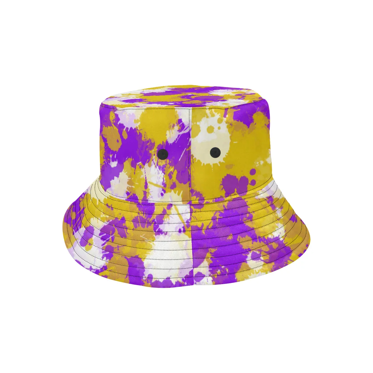 Purple and Gold Splatter Paint Bucket Hat