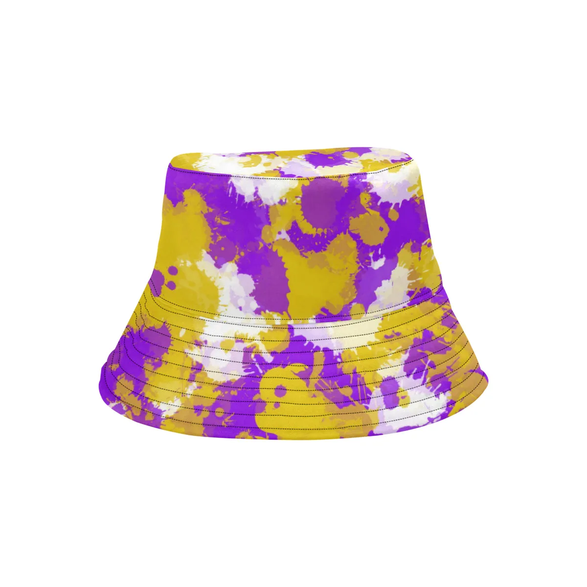 Purple and Gold Splatter Paint Bucket Hat