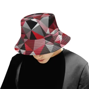 Red Black Geo Print Bucket Hat