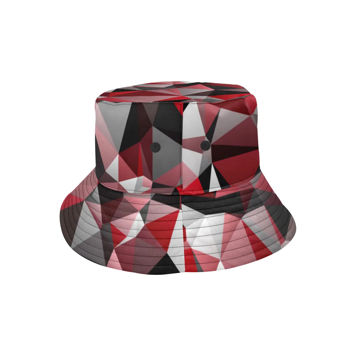 Red Black Geo Print Bucket Hat