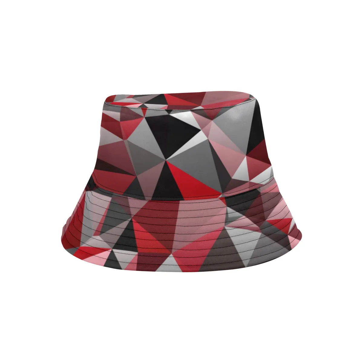 Red Black Geo Print Bucket Hat