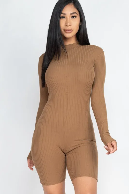 Ribbed Mock Neck Romper