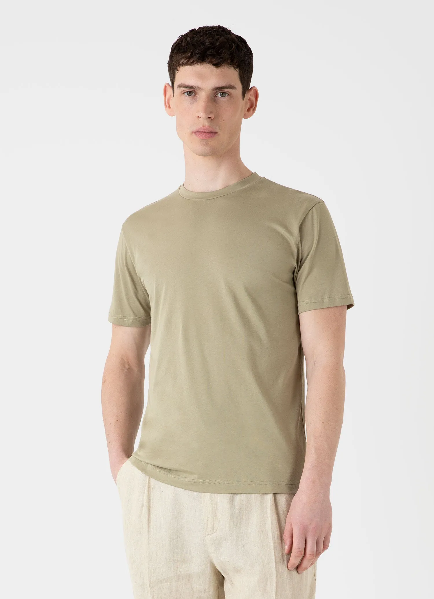 Riviera Midweight T-shirt in Pale Khaki - Men's Shirt with Google SEO Optimization