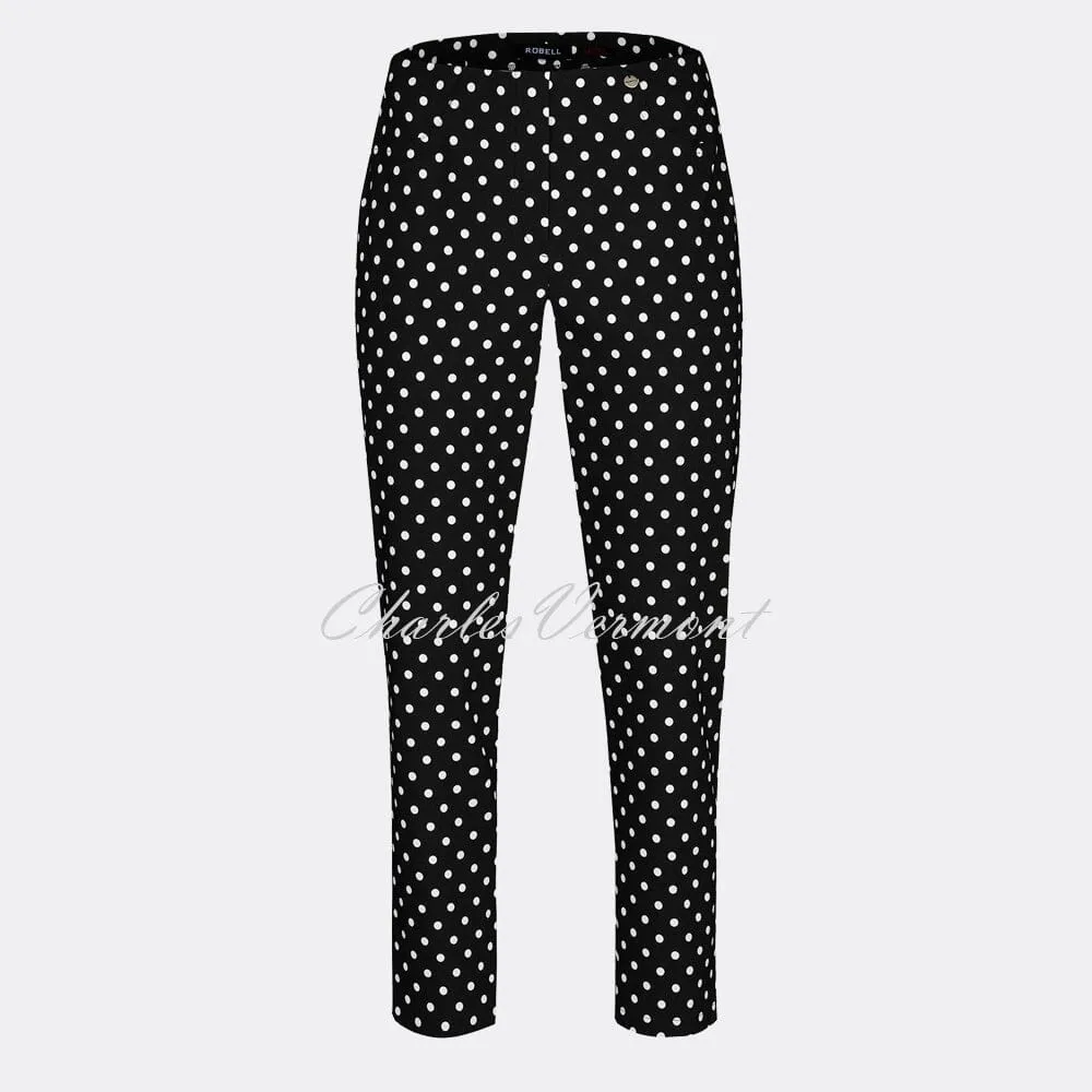 Robell Bella 09 - 7/8 Cropped Slim Fit Trouser 51560-54570-90 (Black/White)