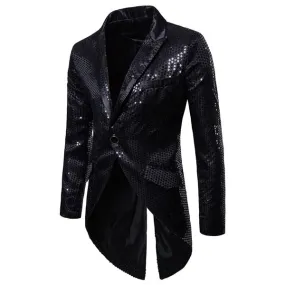 Sequins Slim Fit Single Button Nightclub Blazers - Men's England Style