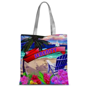 Serenity Beach Banner Design Classic Sublimation Tote Bag