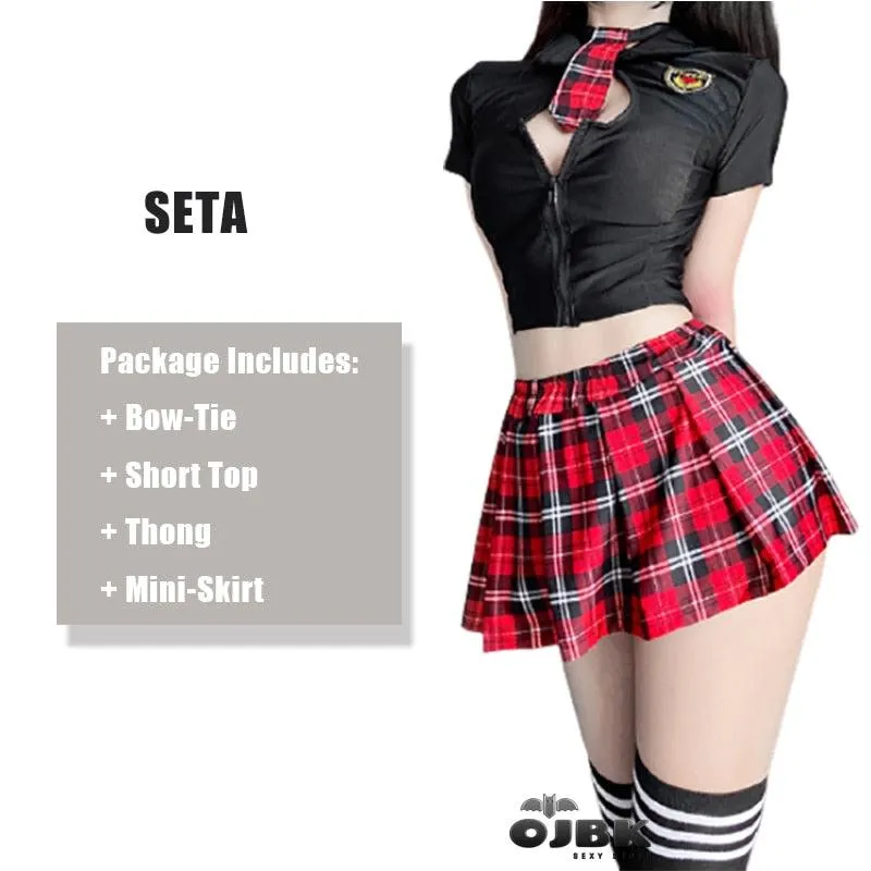 Sexy Schoolgirl Costume Embroidery Pleated Role Play Set - Shop Now