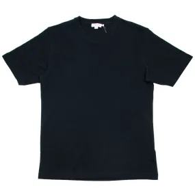 Short Sleeve Riviera Mesh Crew Neck T-shirt - Black | Sunspel