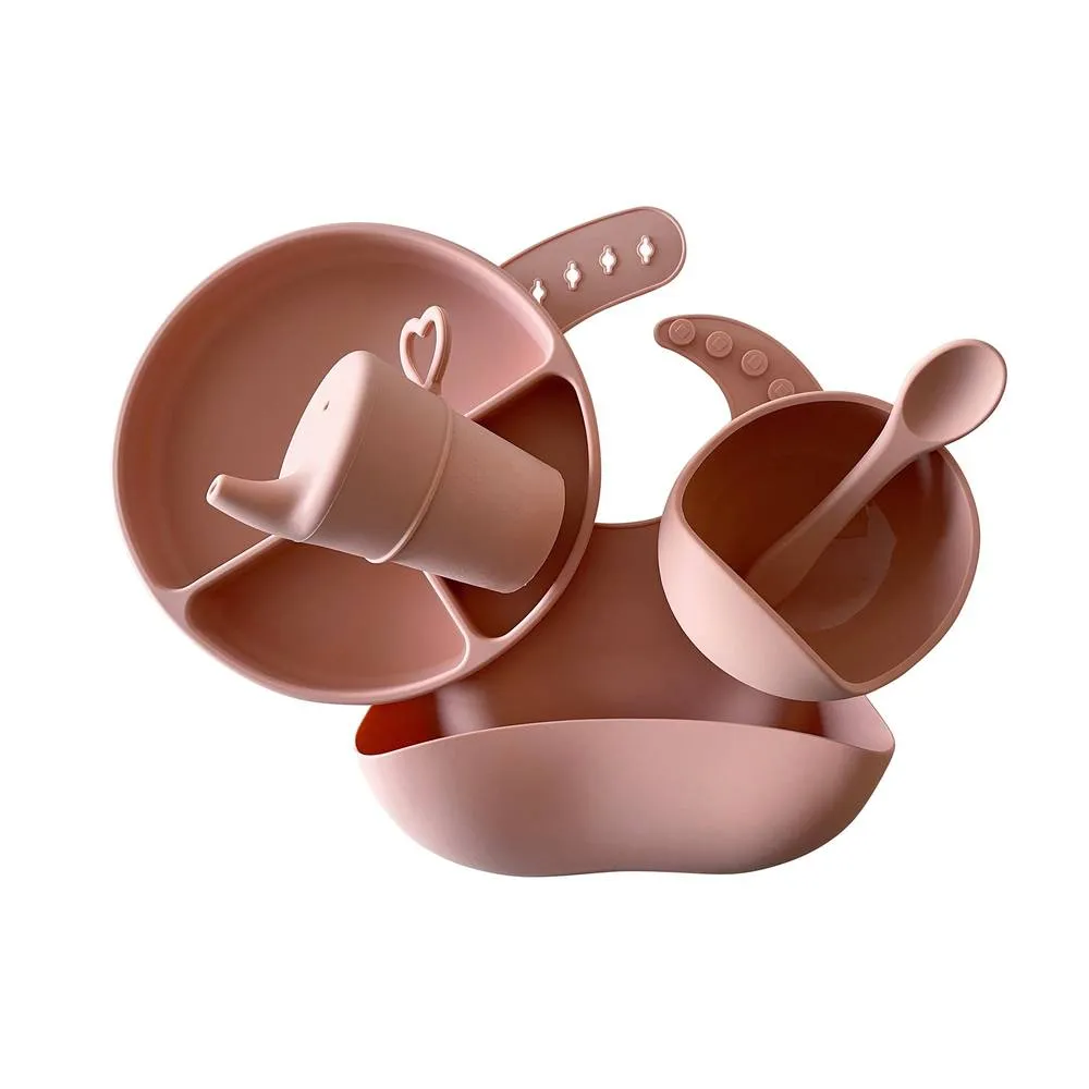 Silicone Baby Feeding Set - Brandy Rose: Baby Accessories