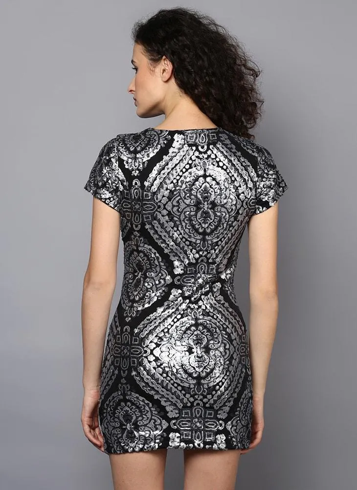 Sparkly V-Neck Bodycon Dress