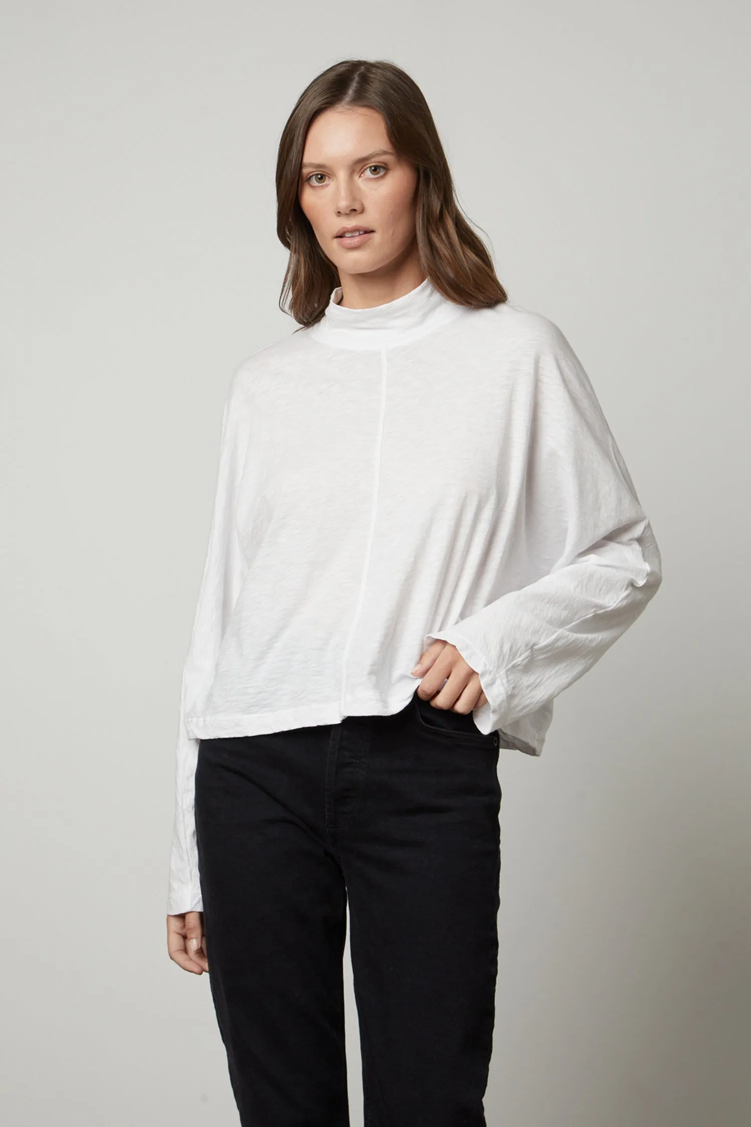 Stacey Ribbed Mock Neck T-Shirt