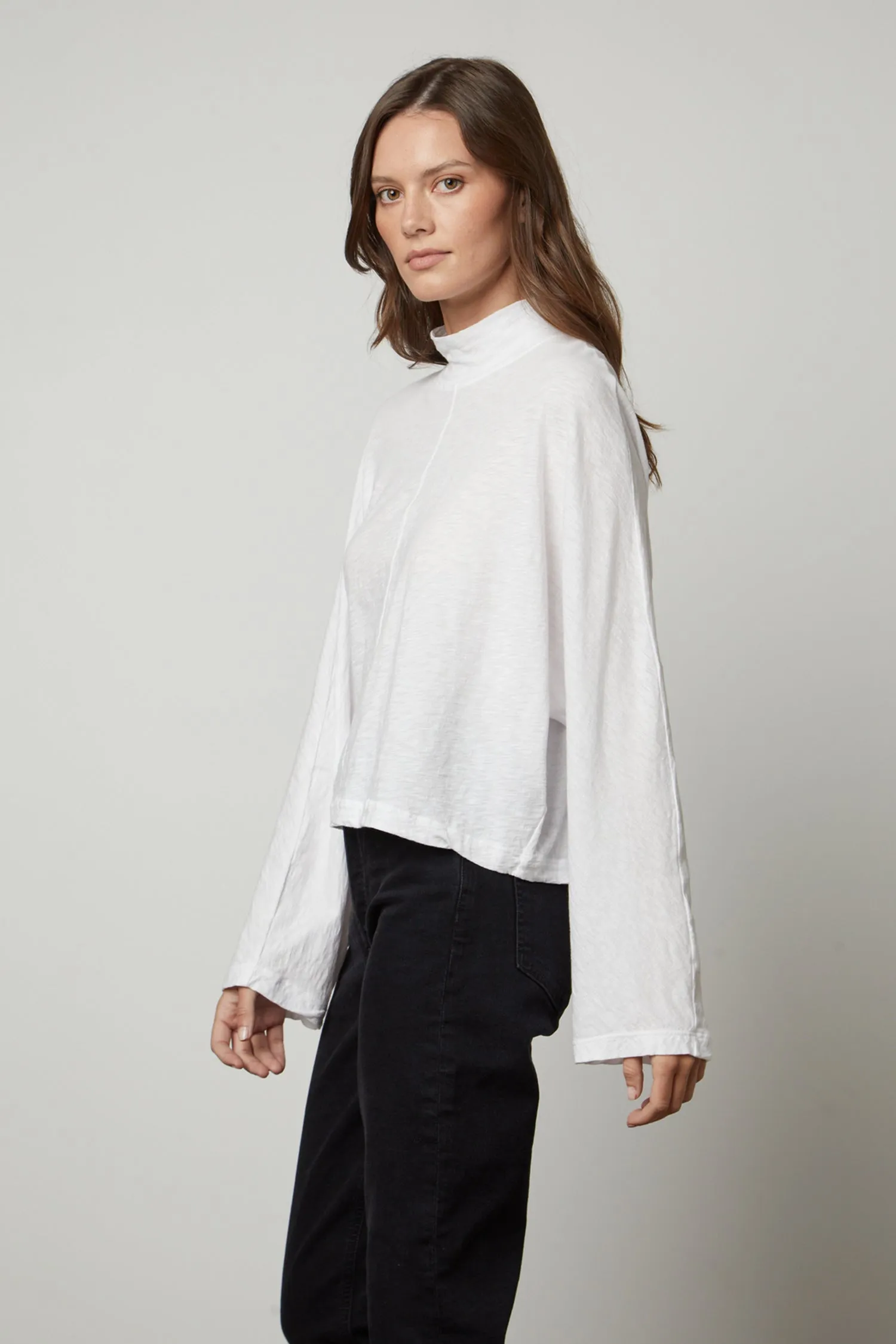 Stacey Ribbed Mock Neck T-Shirt