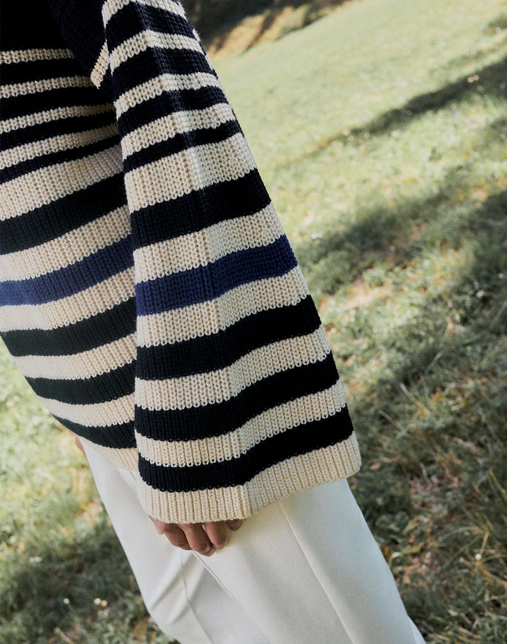 Striped turtle neck sweater