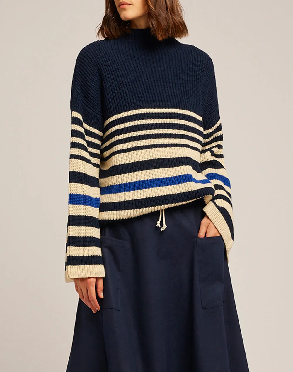 Striped turtle neck sweater