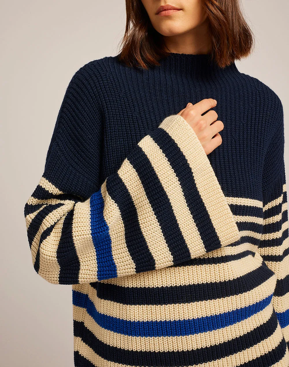 Striped turtle neck sweater