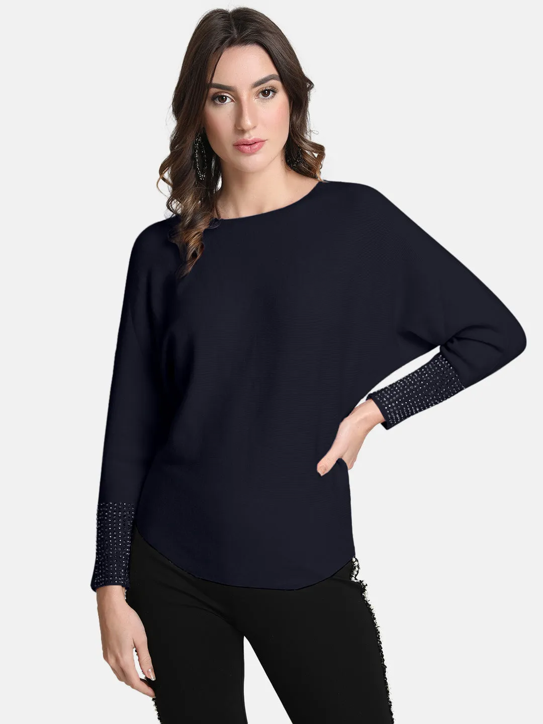 Stylish Sweater with Decorative Sleeves