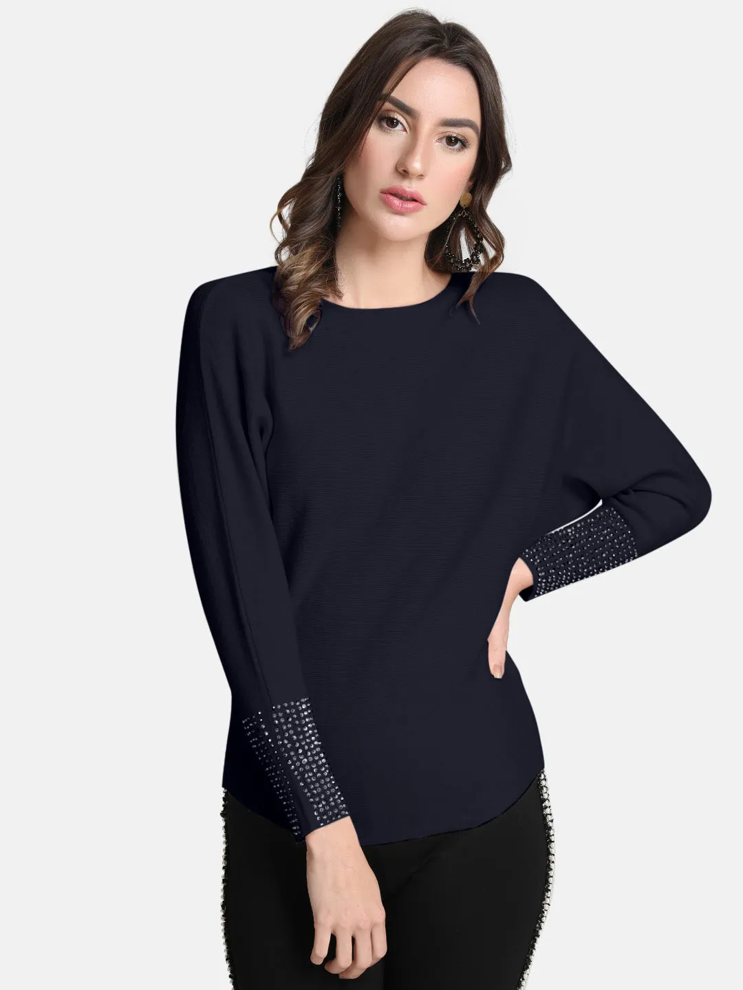 Stylish Sweater with Decorative Sleeves