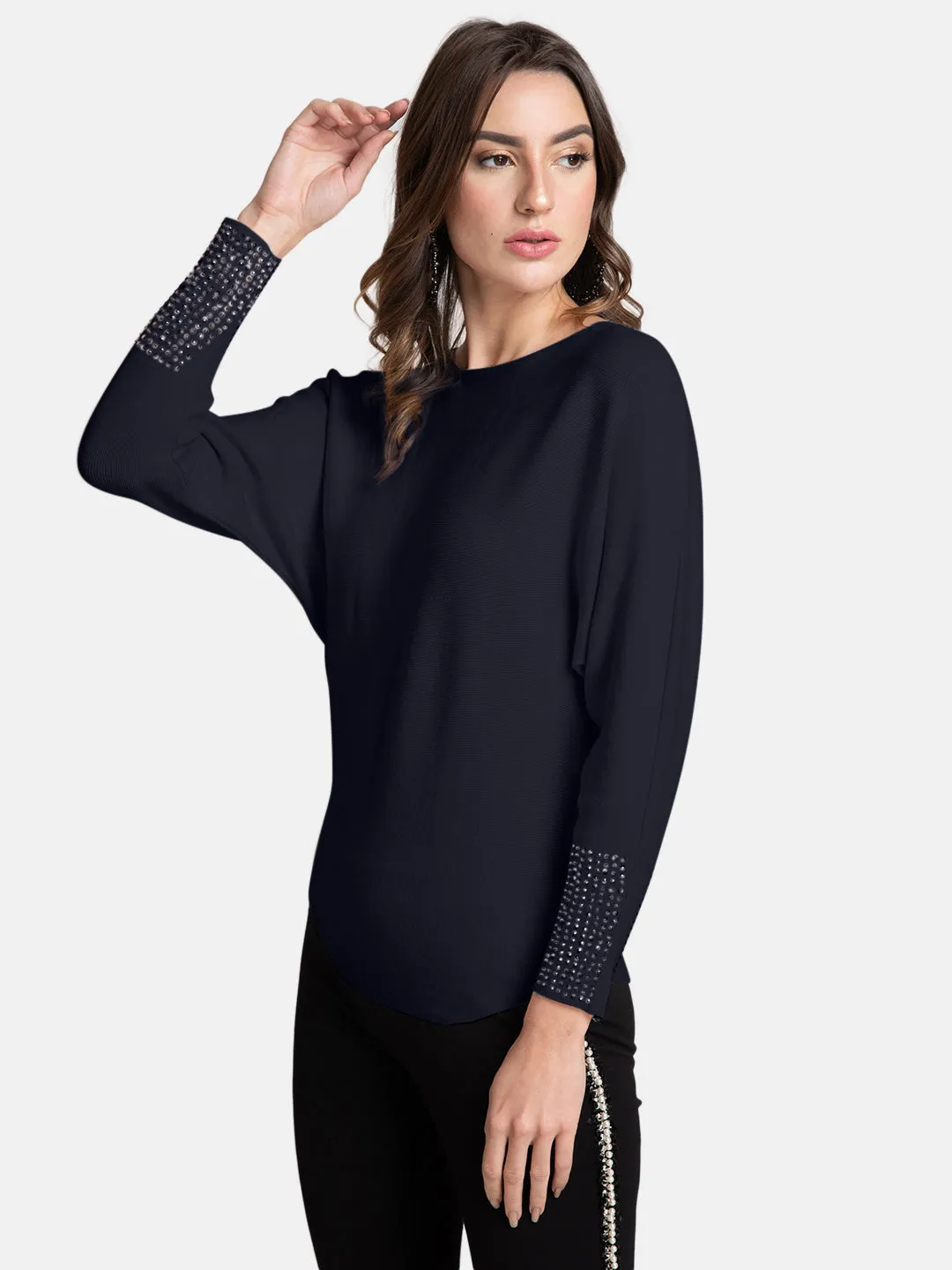 Stylish Sweater with Decorative Sleeves