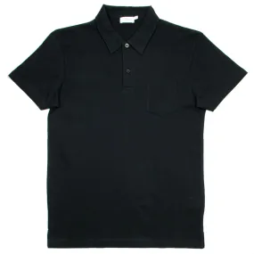 Sunspel Black Short Sleeve Riviera Polo