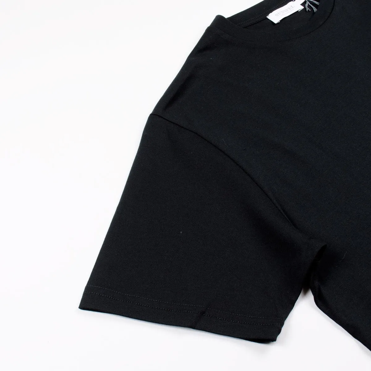 Sunspel Short Sleeve Riviera Crew Neck T-shirt Black